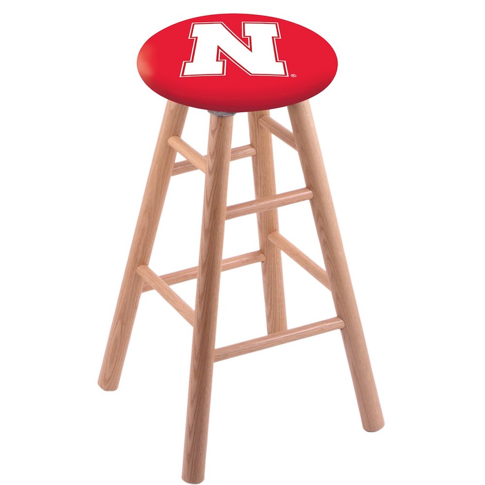 Oak Counter Stool in Natural Finish with Nebraska Seat