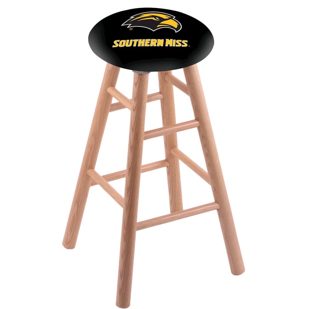 Oak Counter Stool in Natural Finish with Southern Miss Seat