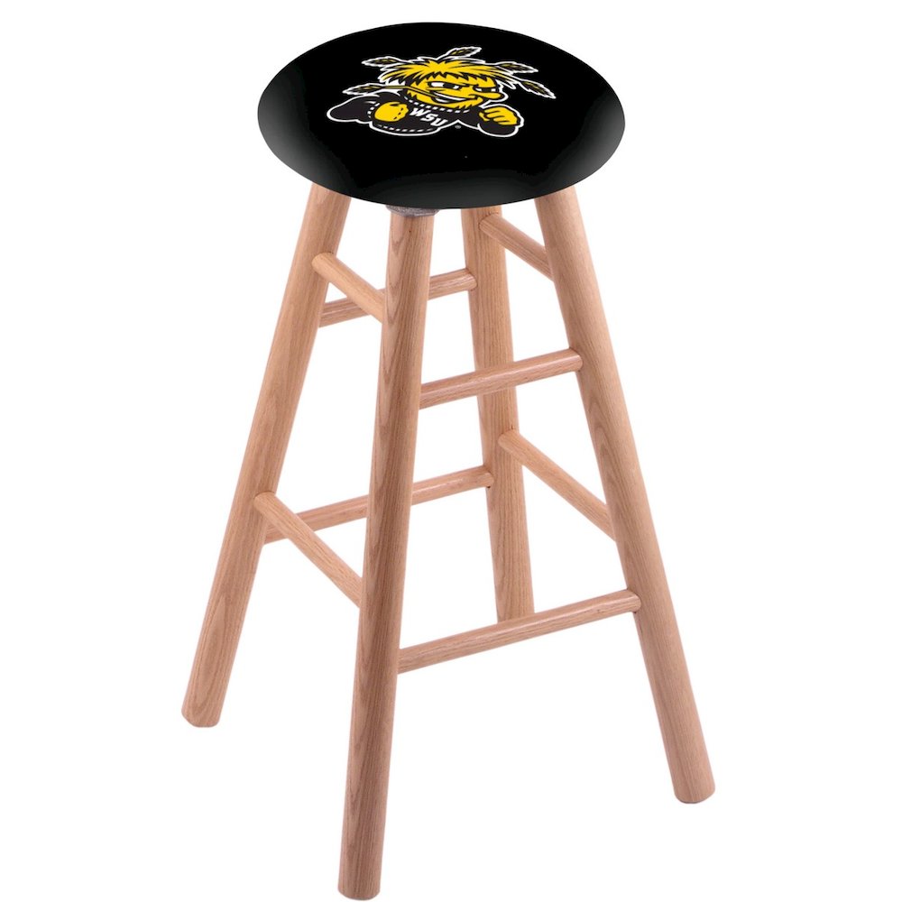 Oak Counter Stool in Natural Finish with Wichita State Seat