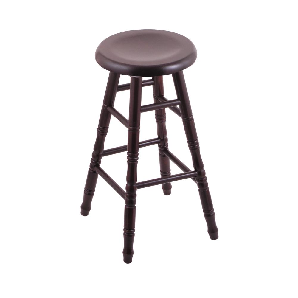 Maple Saddle Dish 30" Swivel Bar Stool with Turned Legs, Dark Cherry Finish