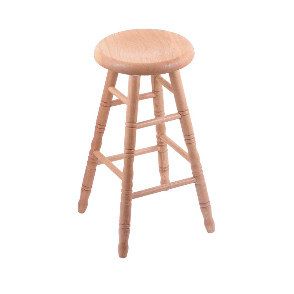 Oak Saddle Dish 30" Swivel Bar Stool with Turned Legs, Natural Finish