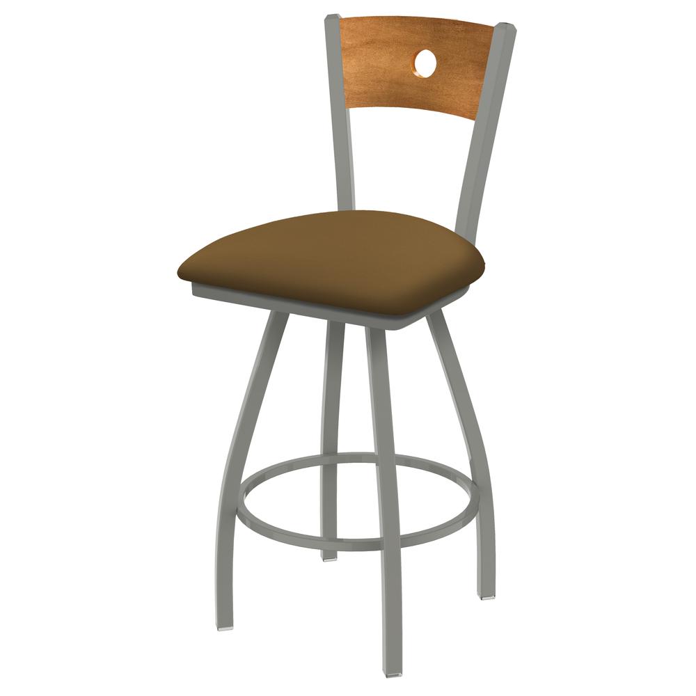 XL 830 Voltaire 25" Swivel Counter Stool with Anodized Nickel Finish, Medium Back, and Canter Saddle Seat