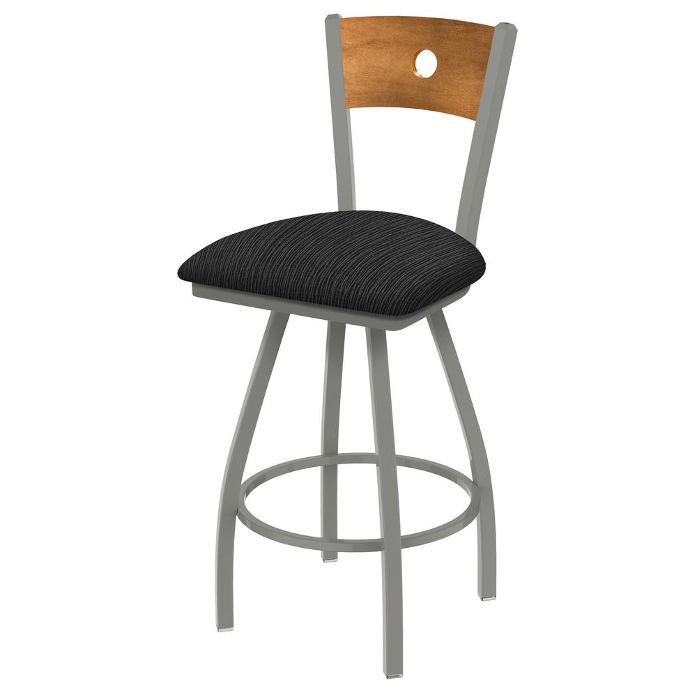 XL 830 Voltaire 25" Swivel Counter Stool with Anodized Nickel Finish, Medium Back, and Graph Coal Seat