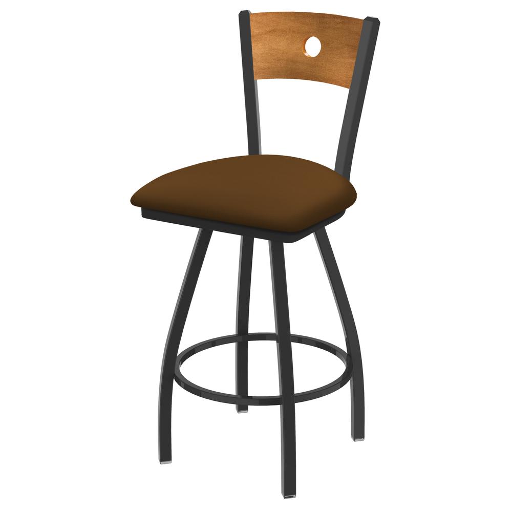XL 830 Voltaire 25" Swivel Counter Stool with Pewter Finish, Medium Back, and Canter Thatch Seat