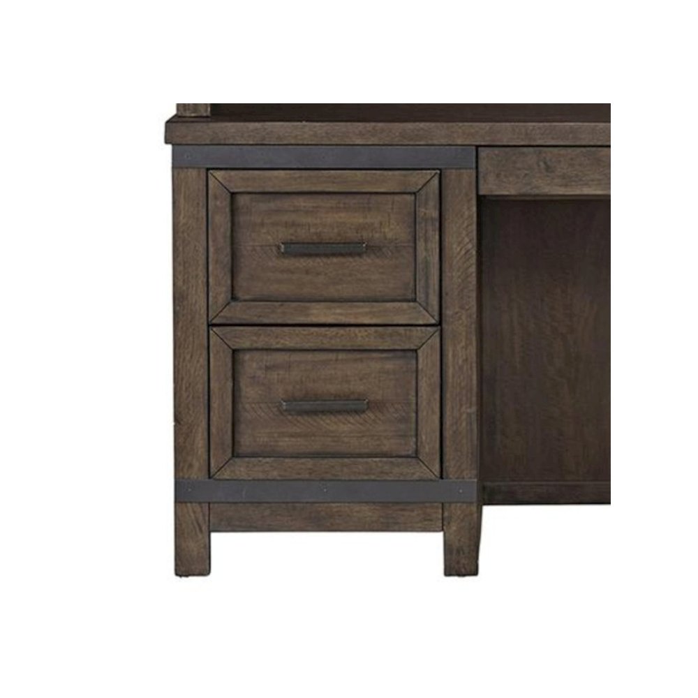 Thornwood Hills Student Desk in Rock Beaten Brown w/ Saw Cuts