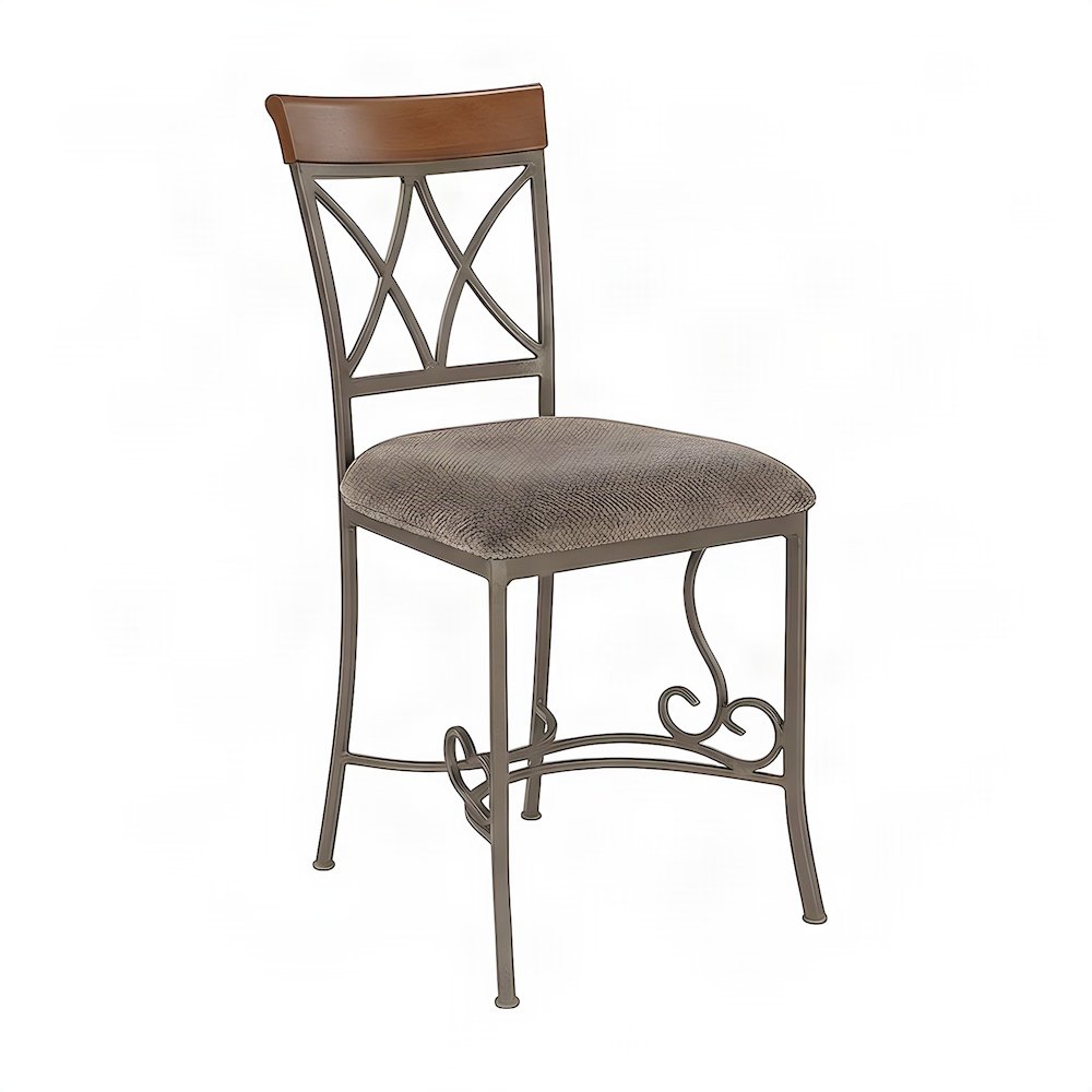 Steel and Wood Pub Dining Table with Diamond-Patterned Chairs, 5 Piece Set
