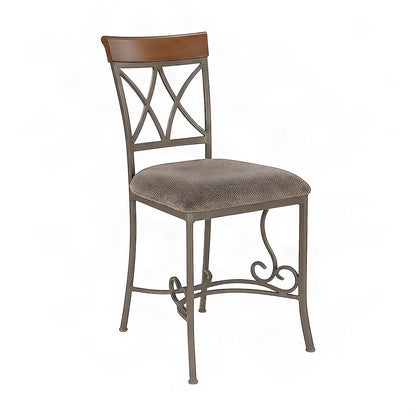 Steel and Wood Pub Dining Table with Diamond-Patterned Chairs, 5 Piece Set