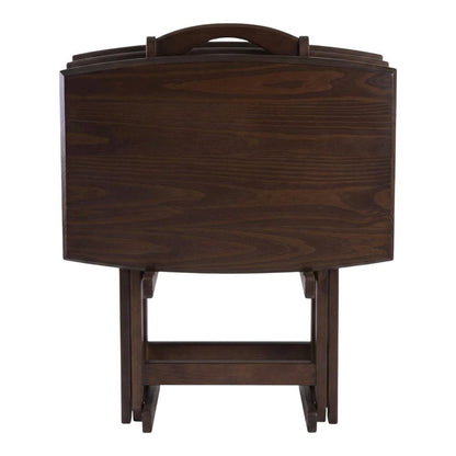 TV Table Set in Walnut Finish with Durable Material and Elegant Design