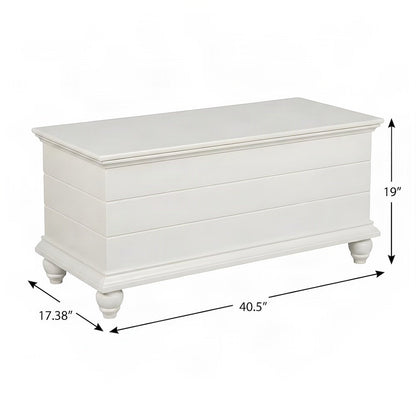 Shiplap Cedar Hope Chest with Turned Legs, Blanket Storage Trunk, White