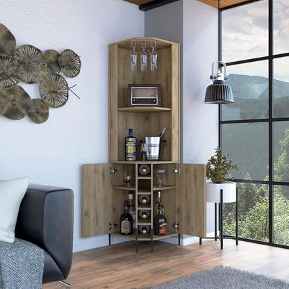 Hans Corner Bar Cabinet Macadamia MDF