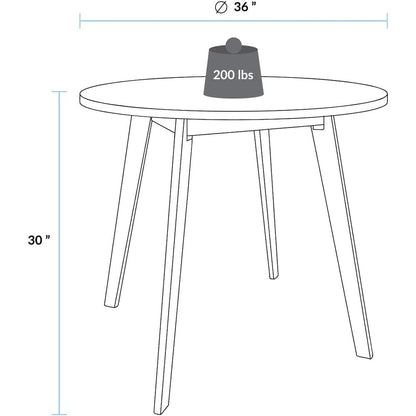 Genuine 36" Round Dining Table with Solid American Gum - Walnut