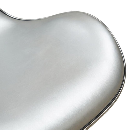 Silver Leatherette Adjustable Swivel Barstool with Chrome Base, Set of 2