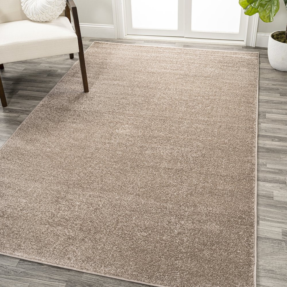 Haze Solid Low Pile Area Rug Beige