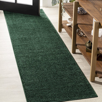 Haze Solid Low Pile Area Rug Emerald