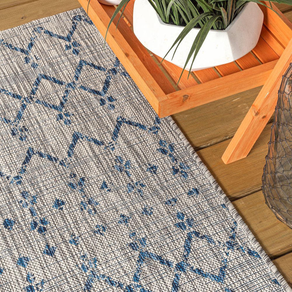 Ourika Moroccan Geometric Tetured Weave Indoor/Outdoor Runner Rug