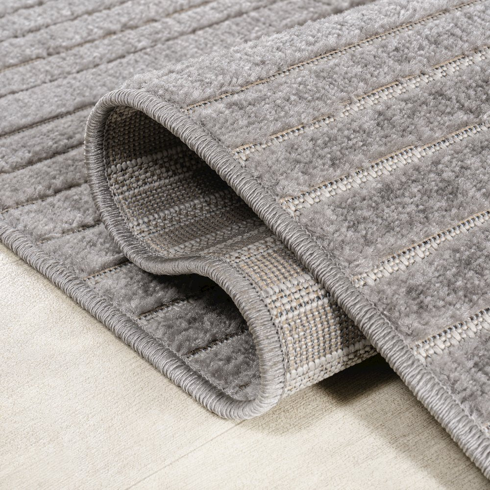 Hallie High-Low Minimalist Curve GeometricIndoor/Outdoor  Rug