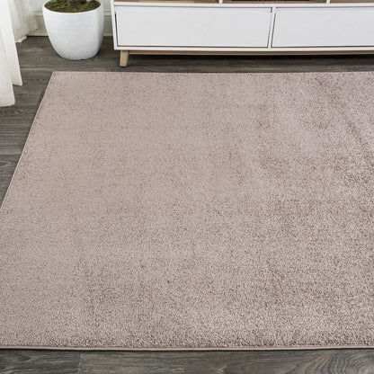 Haze Solid Low Pile Area Rug Brown
