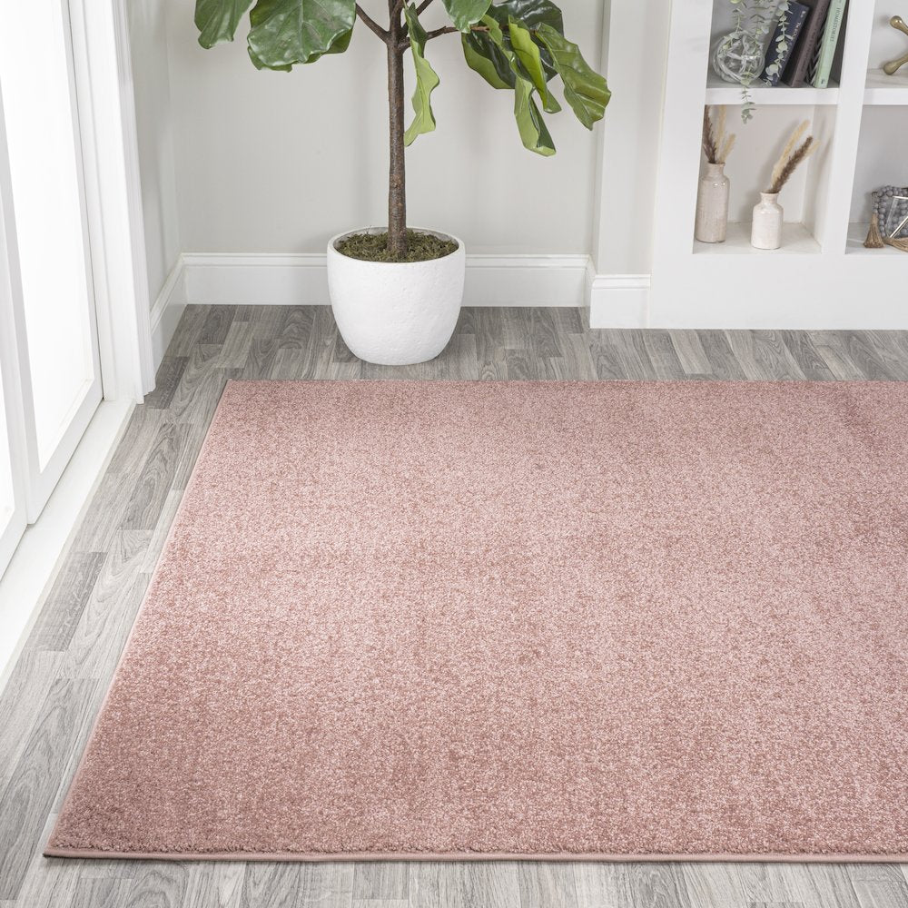 Haze Solid Low Pile Area Rug Pink