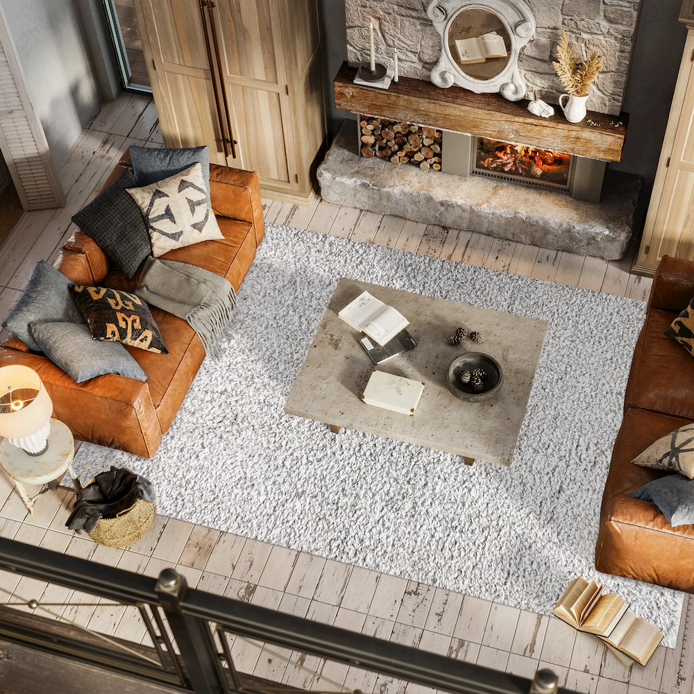 Aydin Solid Plush Shag Area Rug