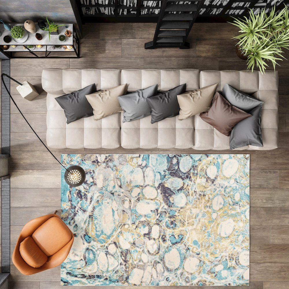 Pebble Marbled Abstract Area Rug