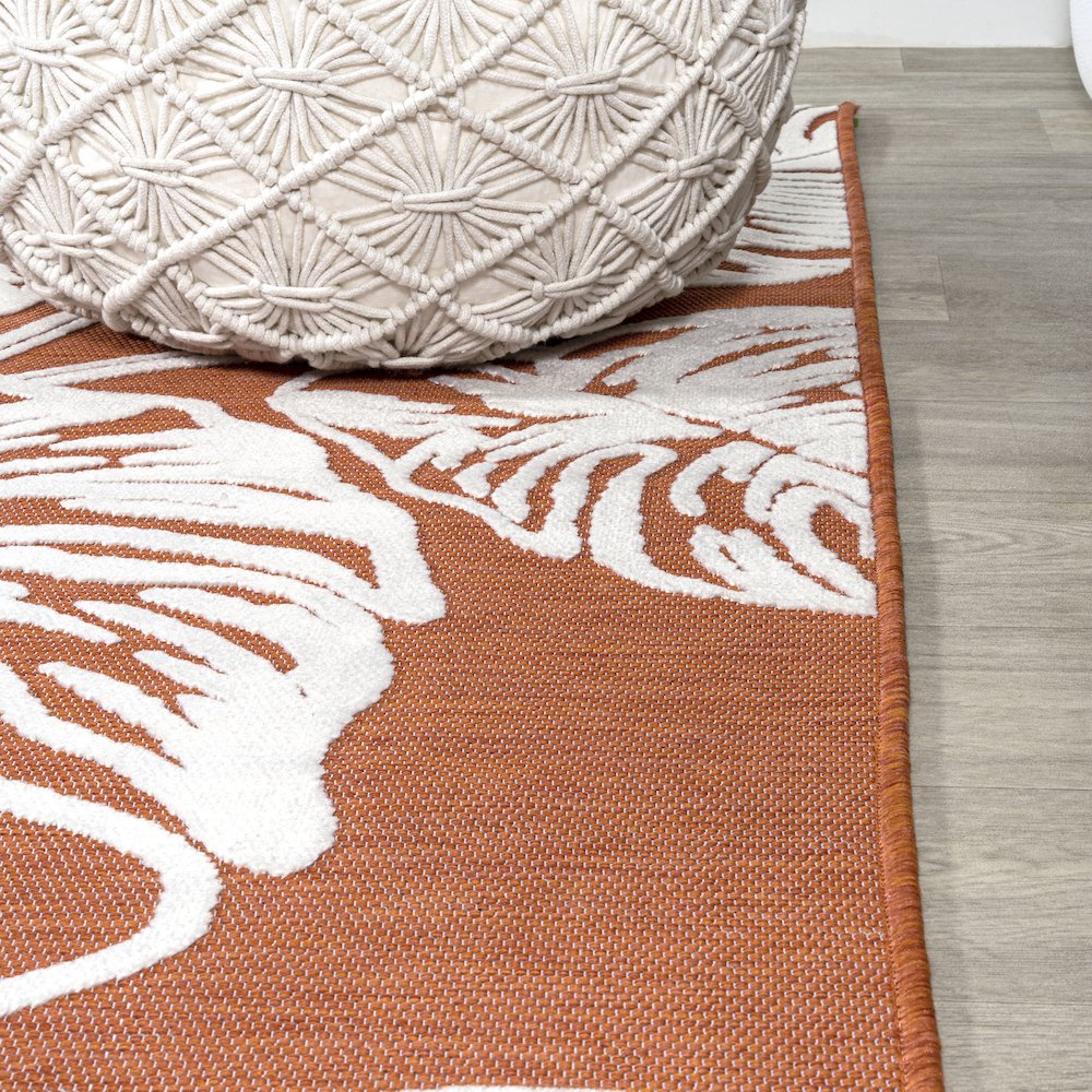 Tobago High-Low Two Tone Monstera Leaf Area Rug