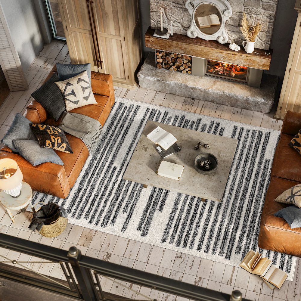 Khalil Modern Berber Stripe Area Rug