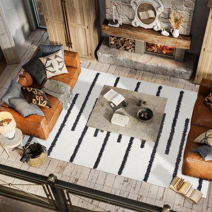 Alaro Berber Stripe Shag Area Rug