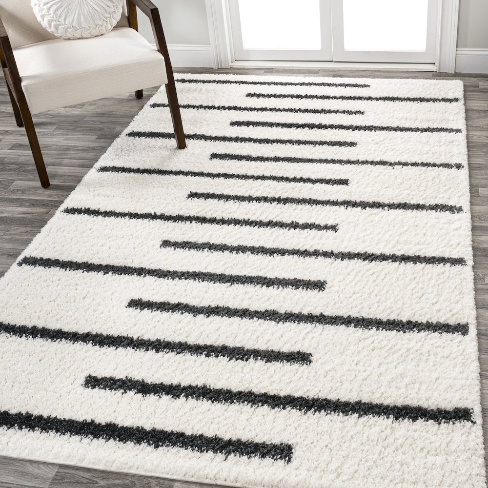 Alaro Berber Stripe Shag Area Rug