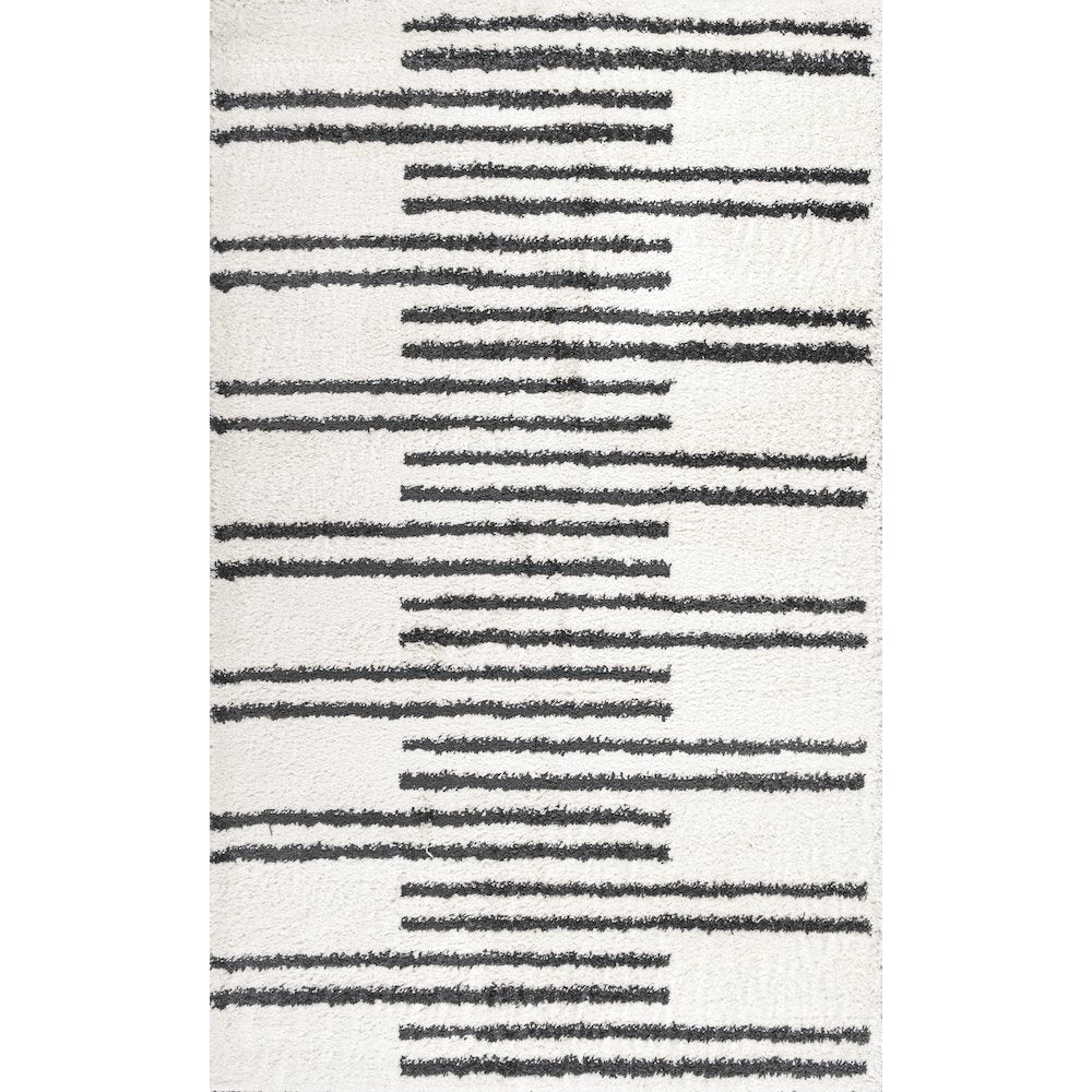 Petra Stripe Geometric Shag Area Rug