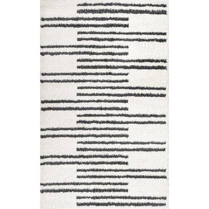 Petra Stripe Geometric Shag Area Rug