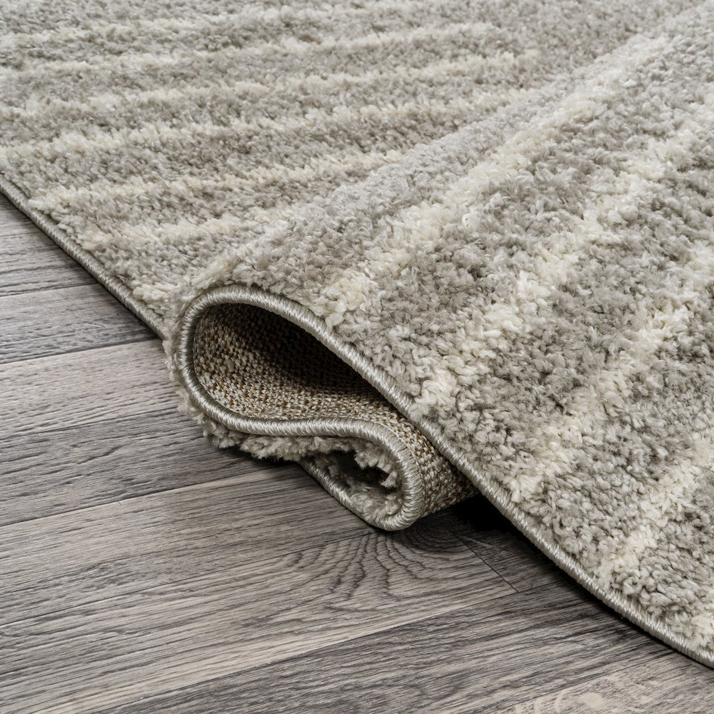 Petra Abstract Stripe Geometric Shag Area Rug