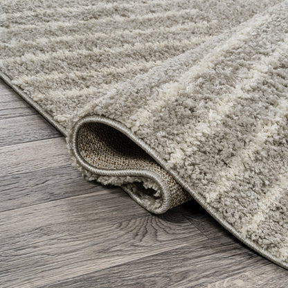 Petra Abstract Stripe Geometric Shag Area Rug