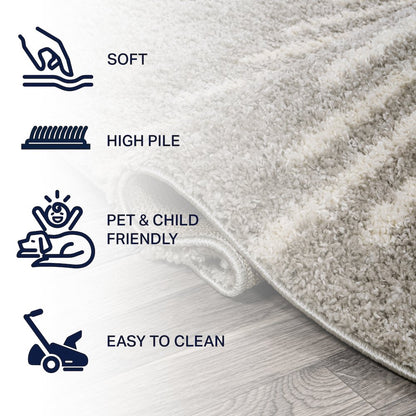 Elm Diamond Stripe Geometric Shag Runner Rug
