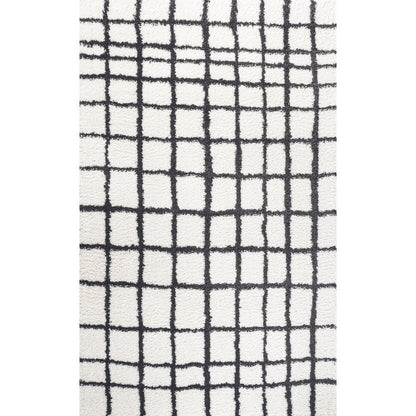 Arenal Geometric Grid Shag Area Rug