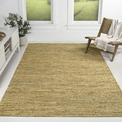 Griffin Rustic Farmhouse Woven Jute Solid Natural 4 ft. x 6 ft. Area Rug
