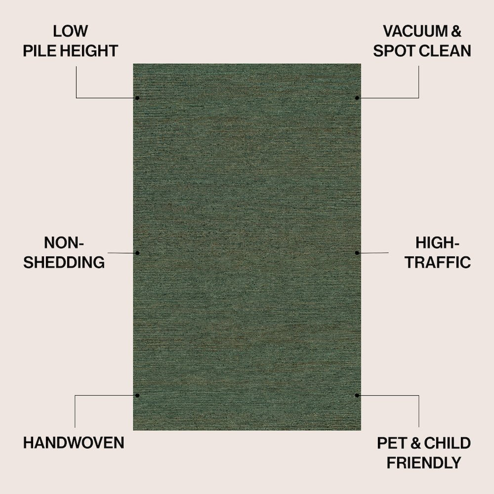 Griffin Rustic Farmhouse Woven Jute Solid Green 3 ft. x 5 ft. Area Rug