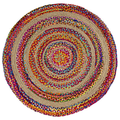 Isla Round Boho Braided Rag Jute Area Rug