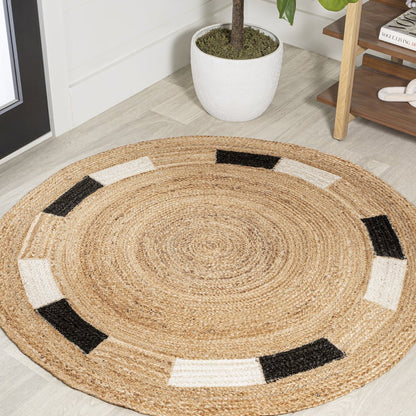 Porto Geometric Jute Circle Area Rug