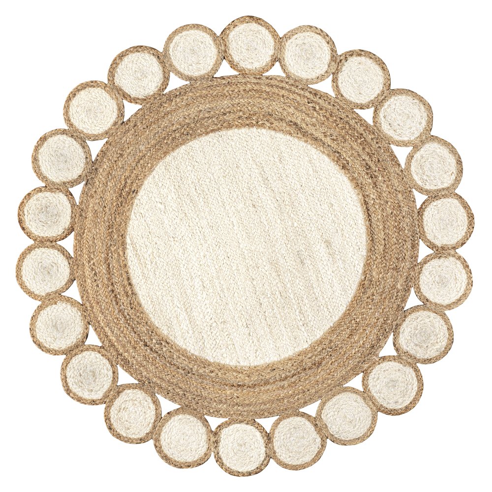 Skye Two Tone Jute Circle Border Area Rug