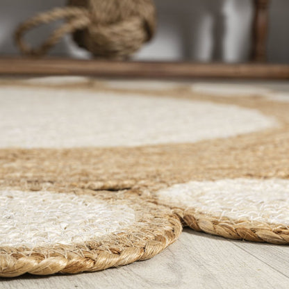 Skye Two Tone Jute Circle Border Area Rug