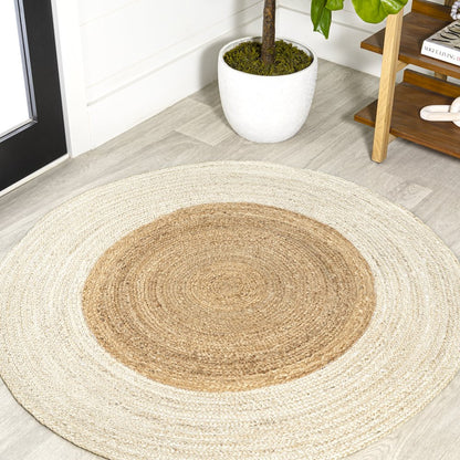 Oceana Two Tone Boho Jute Circle Area Rug