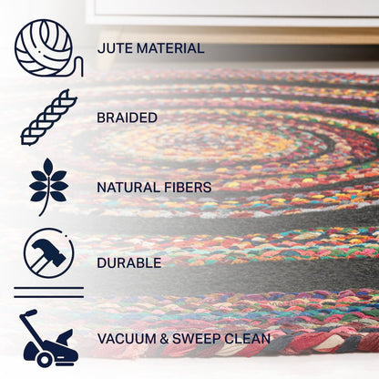 Abyss Braided Bohemian Coastal Round Jute Area Rug