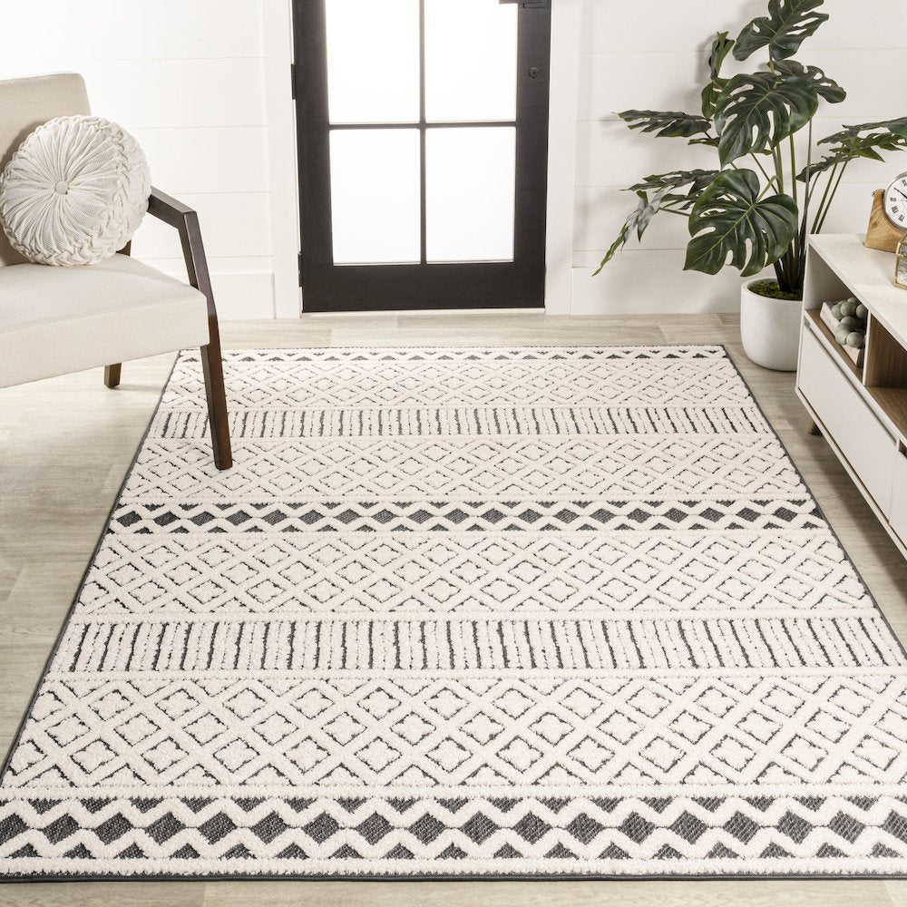 Ormond High-Low Modern Trellis Geometric Area Rug