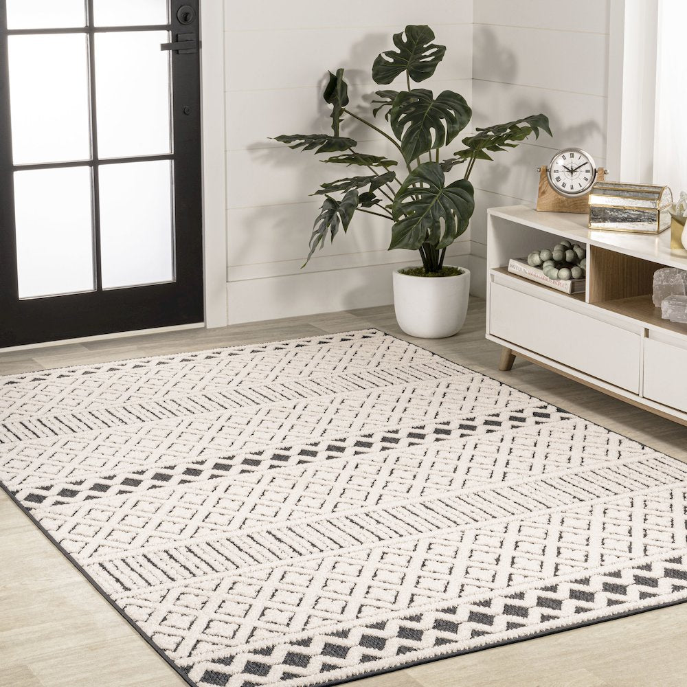 Ormond High-Low Modern Trellis Geometric Area Rug