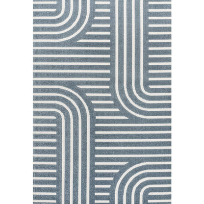 Anders High-Low MidCentury Modern Arch Stripe Two-Tone Indoor/Outdoor Area Rug