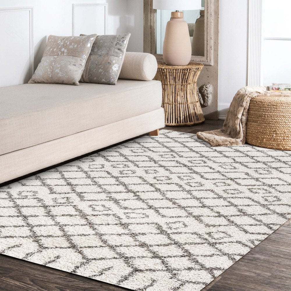 Algaida Moroccan Diamond Shag Area Rug
