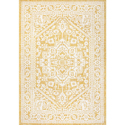 Sinjuri Medallion Textured Weave Indoor/Outdoor Area Rug