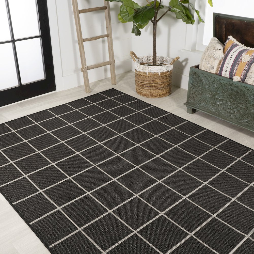 Grid Modern Squares Indoor/Outdoor Area Rug