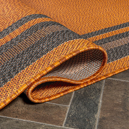 James Modern Border Stripe Indoor/Outdoor Area Rug
