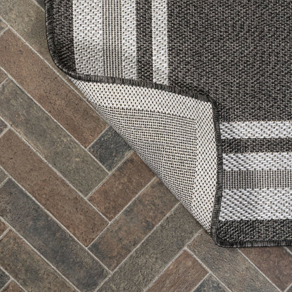 James Modern Border Stripe Indoor/Outdoor Area Rug